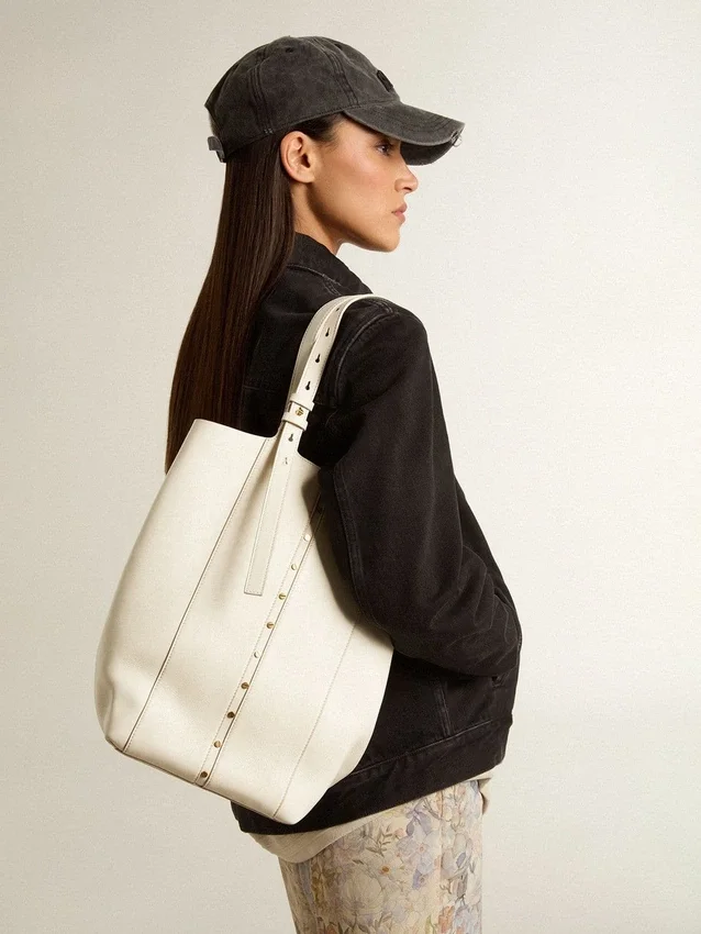 Borsa 24/7 North South in pelle color burro con manici regolabili