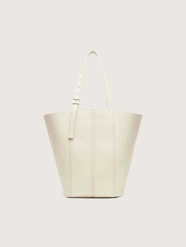 Borsa 24/7 North South in pelle color burro con manici regolabili