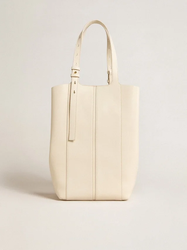 Borsa 24/7 North South in pelle color burro con manici regolabili