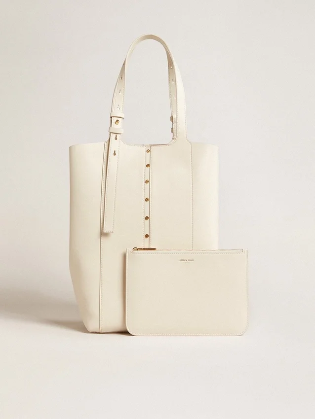 Borsa 24/7 North South in pelle color burro con manici regolabili