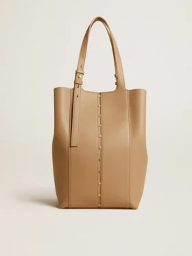 Borsa 24/7 North South in pelle color cappuccino con manici regolabili