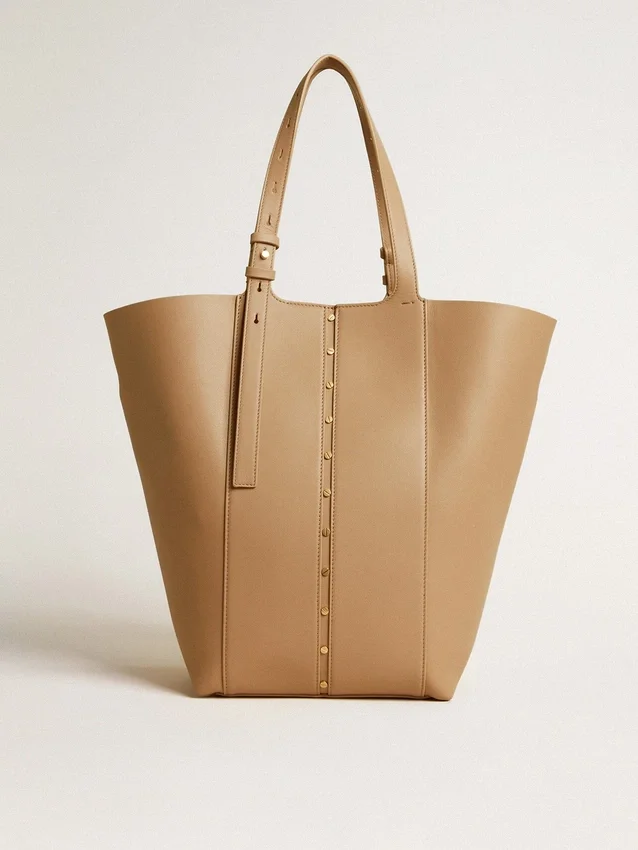 Borsa 24/7 North South in pelle color cappuccino con manici regolabili