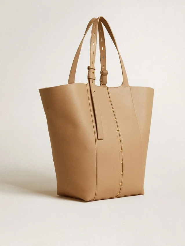 Borsa 24/7 North South in pelle color cappuccino con manici regolabili