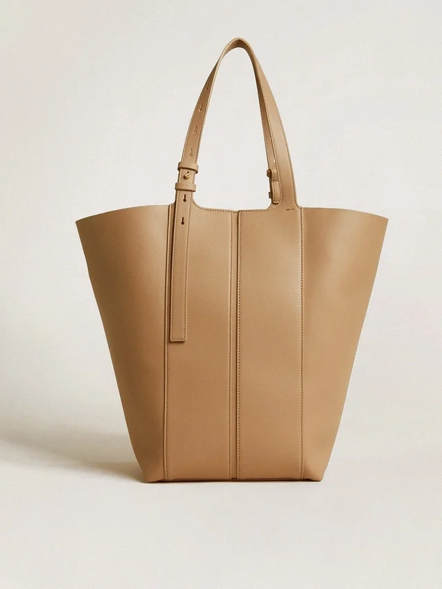 Borsa 24/7 North South in pelle color cappuccino con manici regolabili