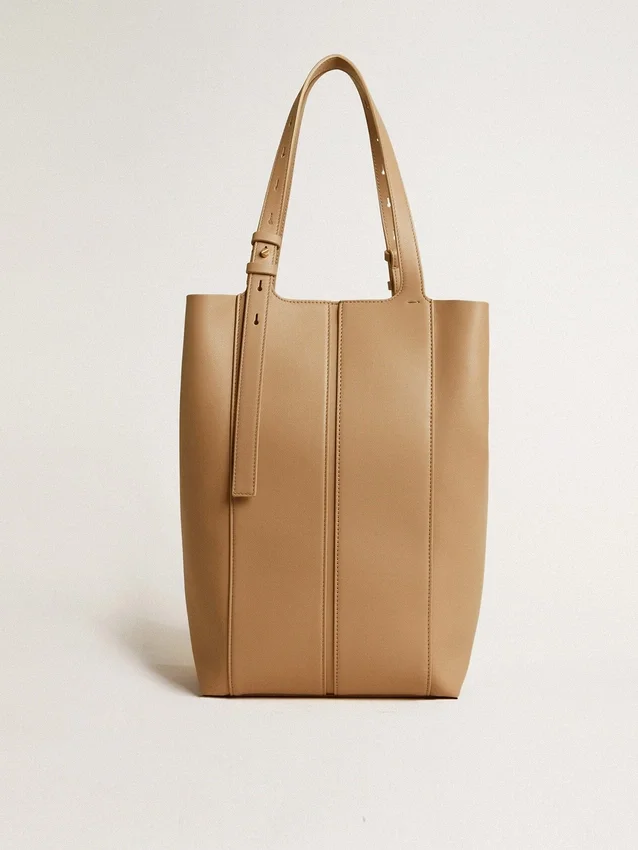 Borsa 24/7 North South in pelle color cappuccino con manici regolabili