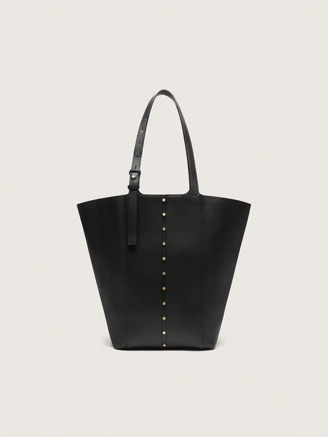 Borsa 24/7 North South in pelle nera con manici regolabili