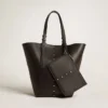 Borsa 24/7 North South in pelle nera con manici regolabili