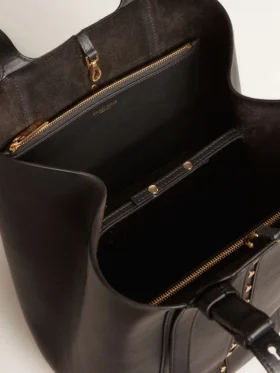Borsa 24/7 North South in pelle nera con manici regolabili