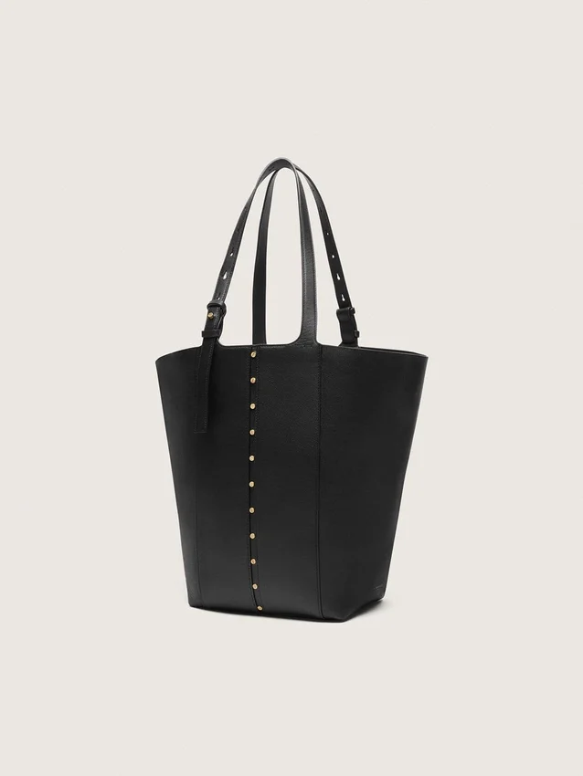 Borsa 24/7 North South in pelle nera con manici regolabili