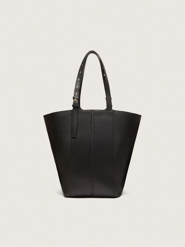 Borsa 24/7 North South in pelle nera con manici regolabili