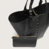 Borsa 24/7 North South in pelle nera con manici regolabili
