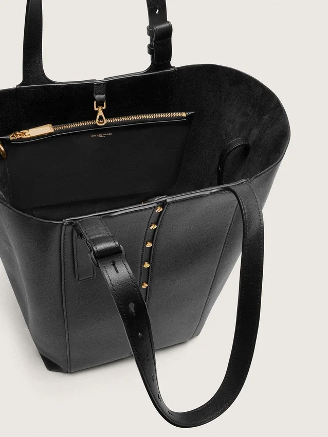 Borsa 24/7 North South in pelle nera con manici regolabili