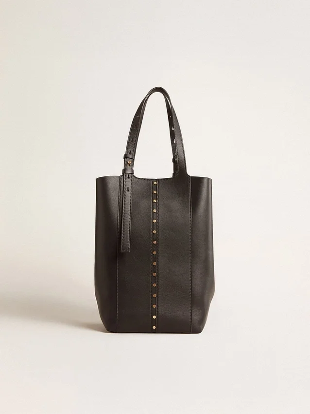 Borsa 24/7 North South in pelle nera con manici regolabili