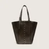 Borsa 24/7 North South in pelle nera invecchiata con manici regolabili