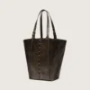 Borsa 24/7 North South in pelle nera invecchiata con manici regolabili