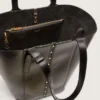Borsa 24/7 North South in pelle nera invecchiata con manici regolabili