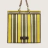 Borsa Spiaggina a righe nei colori giallo, verde e marrone