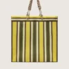 Borsa Spiaggina a righe nei colori giallo, verde e marrone