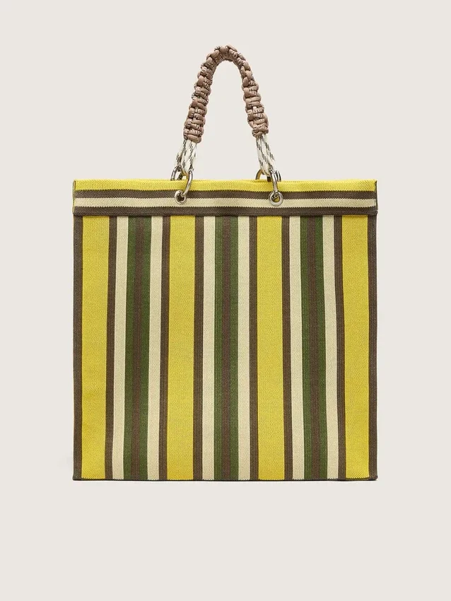Borsa Spiaggina a righe nei colori giallo, verde e marrone