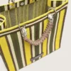 Borsa Spiaggina a righe nei colori giallo, verde e marrone