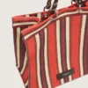 Borsa Spiaggina a righe nei colori rosso, crema e bordeaux