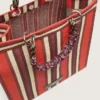 Borsa Spiaggina a righe nei colori rosso, crema e bordeaux