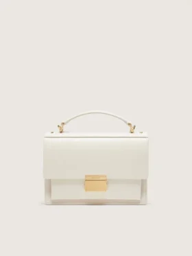 Borsa Venezia in pelle a doghe color burro con dettagli dorati