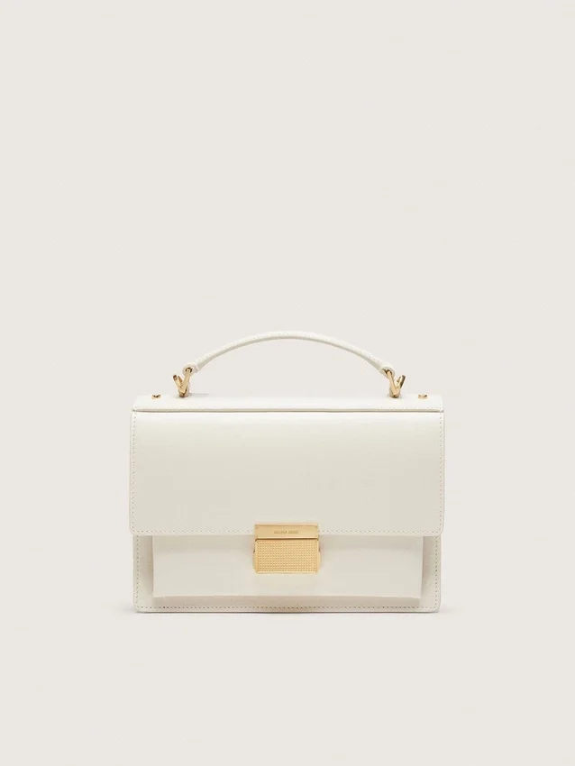 Borsa Venezia in pelle a doghe color burro con dettagli dorati