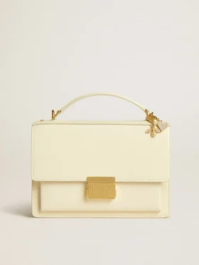 Borsa Venezia in pelle a doghe color burro con doppio ciondolo