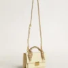 Borsa Venezia in pelle a doghe color burro con foulard in seta