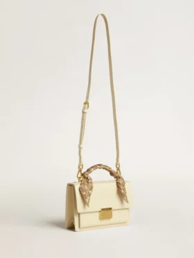 Borsa Venezia in pelle a doghe color burro con foulard in seta