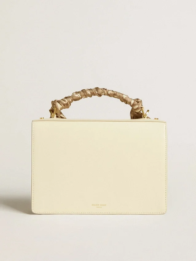 Borsa Venezia in pelle a doghe color burro con foulard in seta