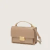 Borsa Venezia in pelle beige a doghe con dettagli dorati