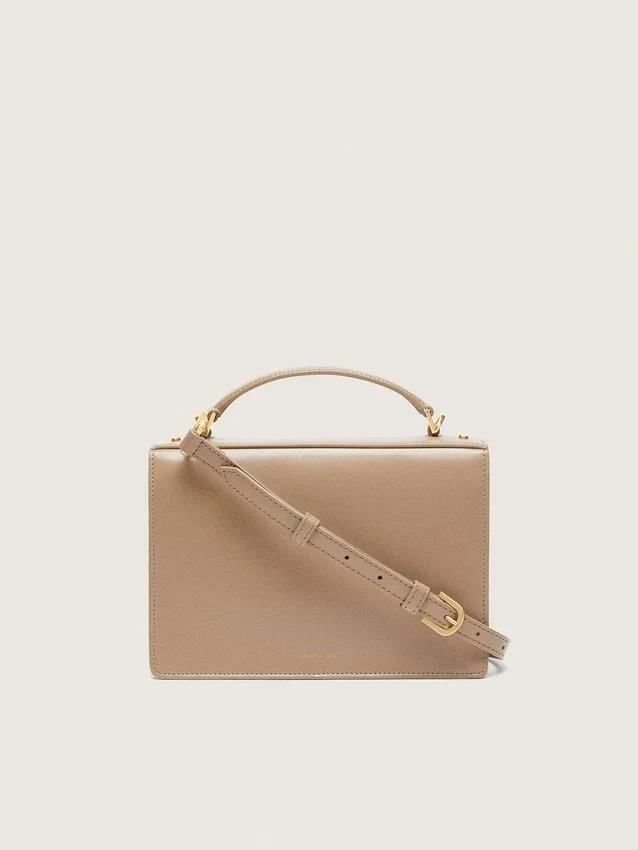 Borsa Venezia in pelle beige a doghe con dettagli dorati