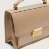 Borsa Venezia in pelle beige a doghe con dettagli dorati