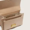 Borsa Venezia in pelle beige a doghe con dettagli dorati