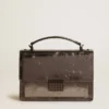 Borsa Venezia in pelle metallizzata grigio antracite con dettagli neri