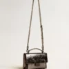 Borsa Venezia in pelle metallizzata grigio antracite con dettagli neri