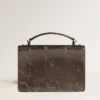 Borsa Venezia in pelle metallizzata grigio antracite con dettagli neri