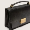 Borsa Venezia in pelle nera invecchiata con dettagli dorati