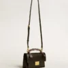 Borsa Venezia in pelle nera rigata con sciarpa multicolore