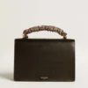 Borsa Venezia in pelle nera rigata con sciarpa multicolore