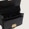 Borsa Venezia in pelle nera rigida con dettagli dorati