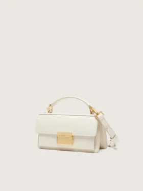 Borsa Venezia piccola in pelle a doghe color burro con dettagli dorati