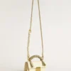 Borsa Venezia piccola in pelle a doghe color burro con sciarpa intrecciata