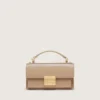 Borsa Venezia piccola in pelle beige a doghe con dettagli dorati