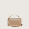 Borsa Venezia piccola in pelle beige a doghe con dettagli dorati