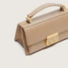 Borsa Venezia piccola in pelle beige a doghe con dettagli dorati