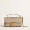 Borsa Venezia piccola in pelle beige a doghe con dettagli dorati