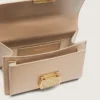 Borsa Venezia piccola in pelle beige a doghe con dettagli dorati